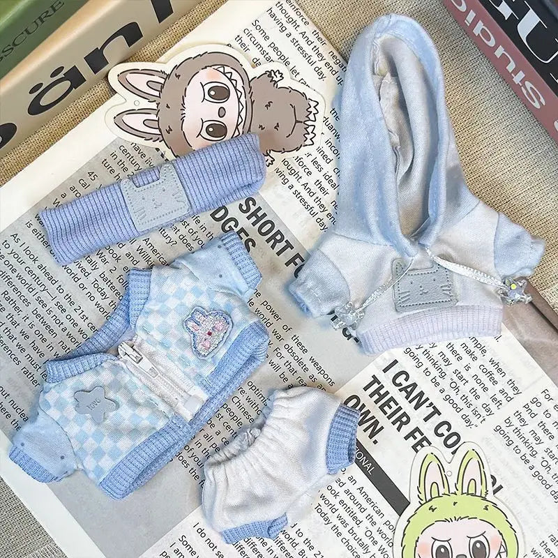 Blue Checkered Streetwear Set – Labubu Collection