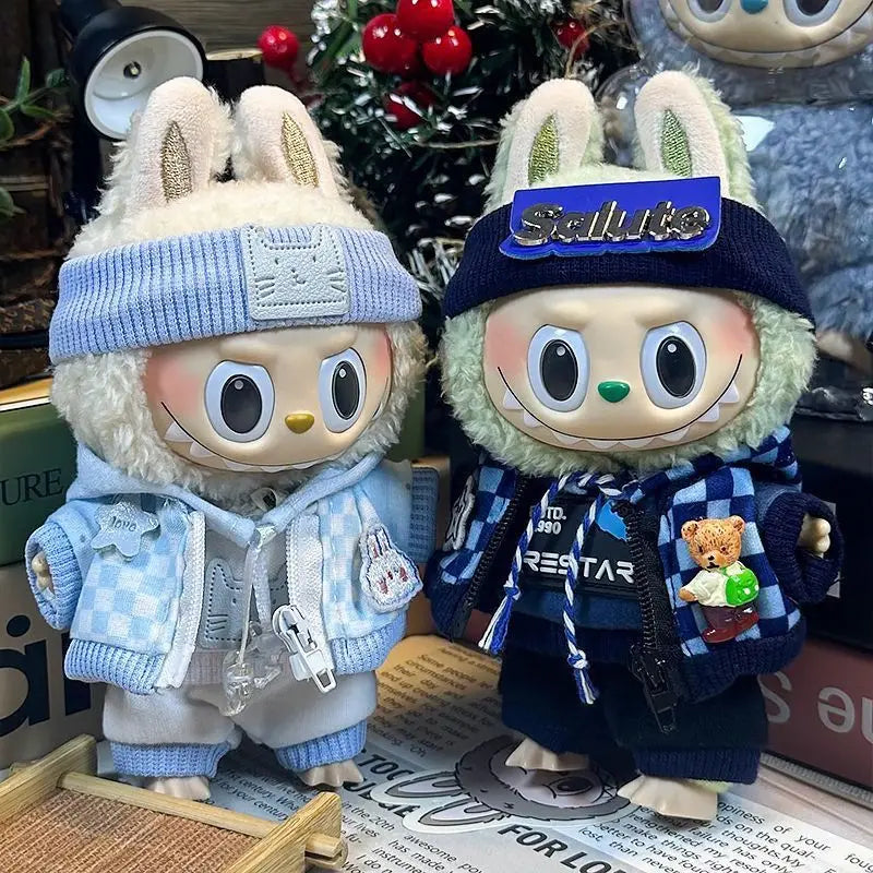 Blue Checkered Streetwear Set – Labubu Collection