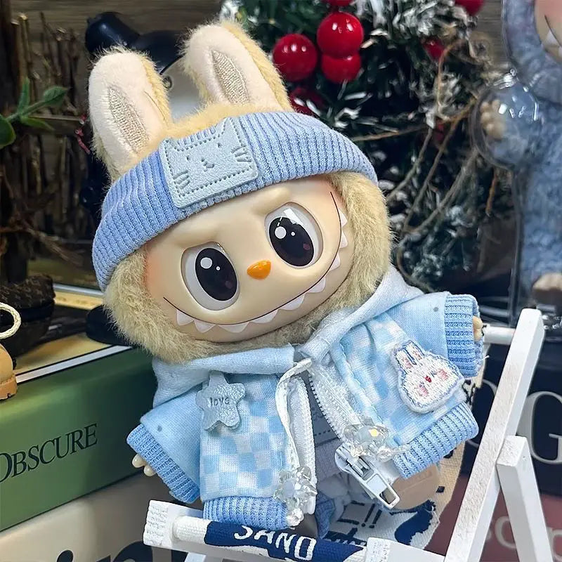 Blue Checkered Streetwear Set – Labubu Collection