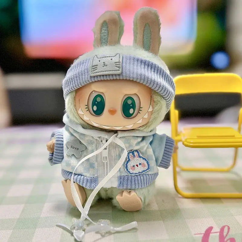 Blue Checkered Streetwear Set – Labubu Collection