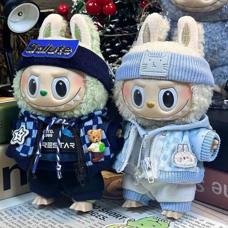 Blue Checkered Streetwear Set – Labubu Collection