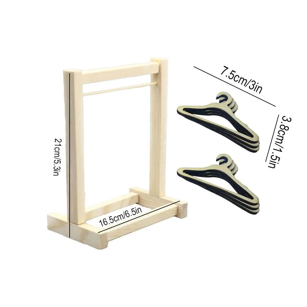 Mini Wooden Clothes Hanger Set - Labubu Collection