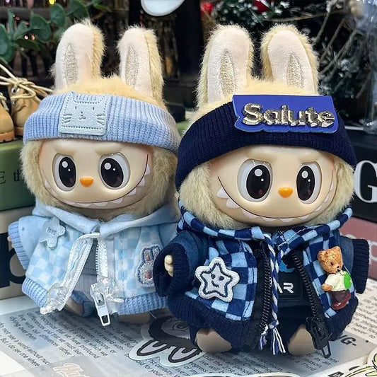 Blue Checkered Streetwear Set  – Labubu Collection