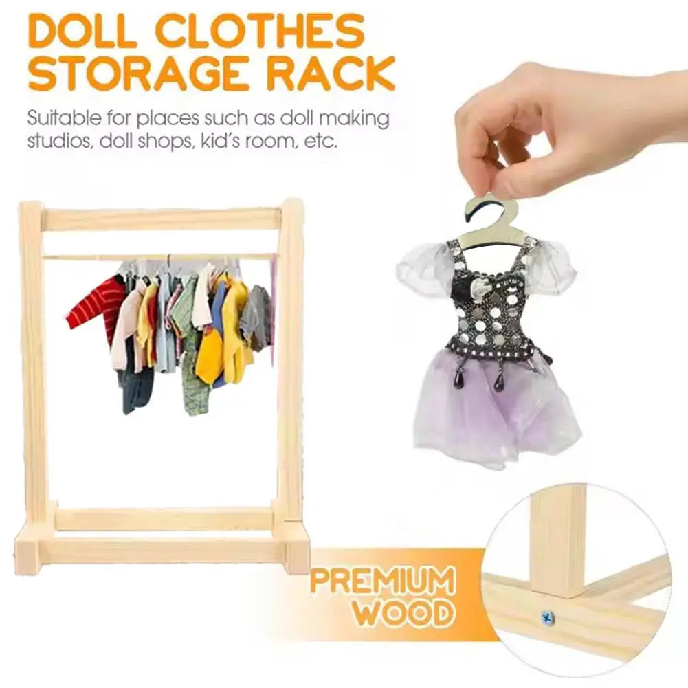 Mini Wooden Clothes Hanger Set - Labubu Collection